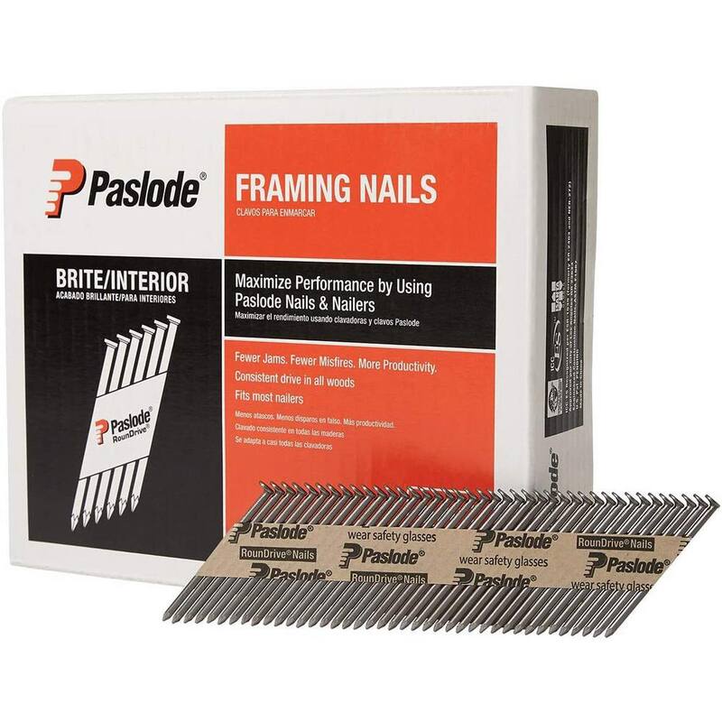 Paslode 2-3/8 in. x 0.113-Gauge 30-Degree Brite Smooth Shank Paper Tape Framing Nails (2000 per Box) - 650604