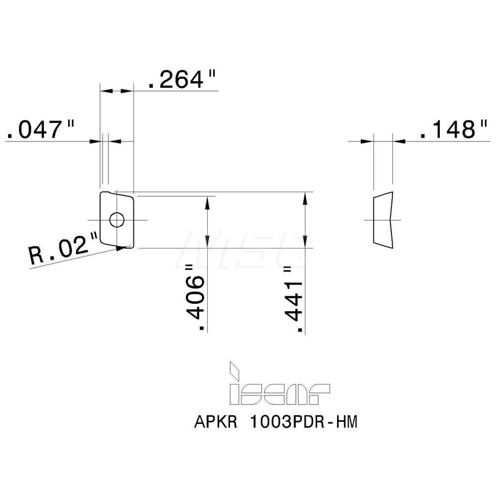 Iscar Milling Insert: ANSI APKR 1003PDR-HM IC330, ISO APKR 1003PDR-HM, IC330, Solid Carbide - 5606775