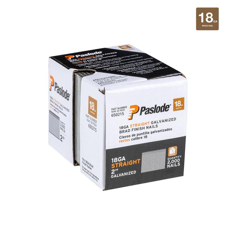 Paslode 2 in. x 18-Gauge Galvanized Brad Nails (2000 per Box) - 650215