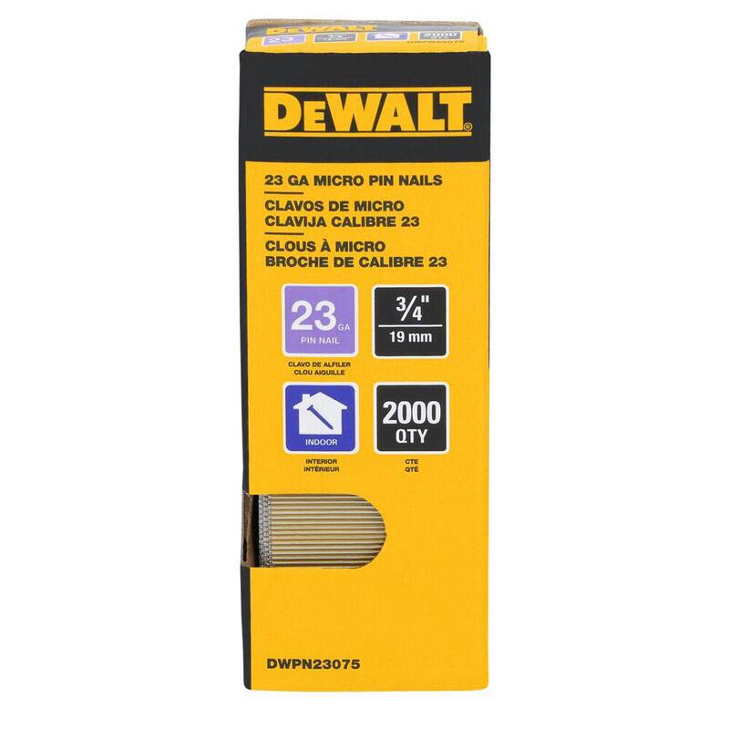 DEWALT 3/4 in. x 23-Gauge Bright Finish Pin Nail (2000-Pack) - DWPN23075