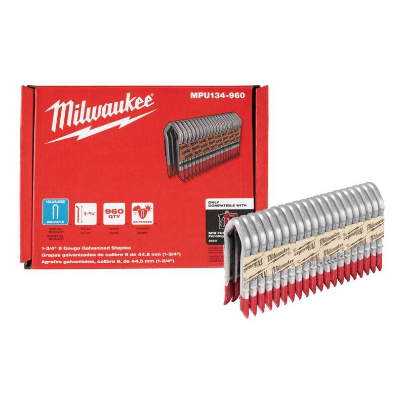 Milwaukee 1-3/4 in. 9-Gauge Galvanized Staples for M18 FUEL Utility Fencing Stapler (960 Per Box) - MPU134-960