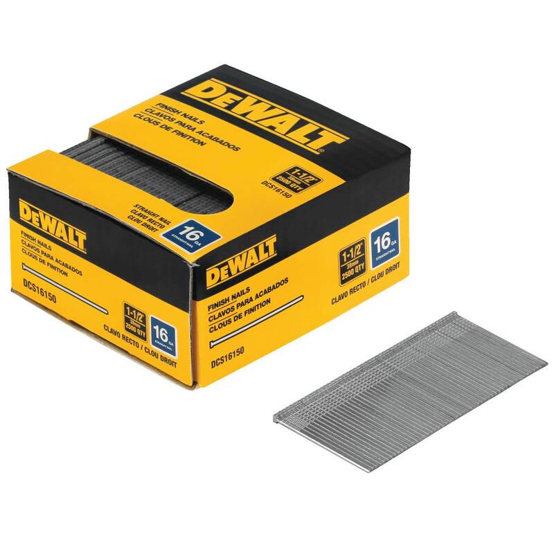 DEWALT 1-1/2 in. x 16-Gauge Plastic Collated Straight Nails (2500 per Box) - DCS16150
