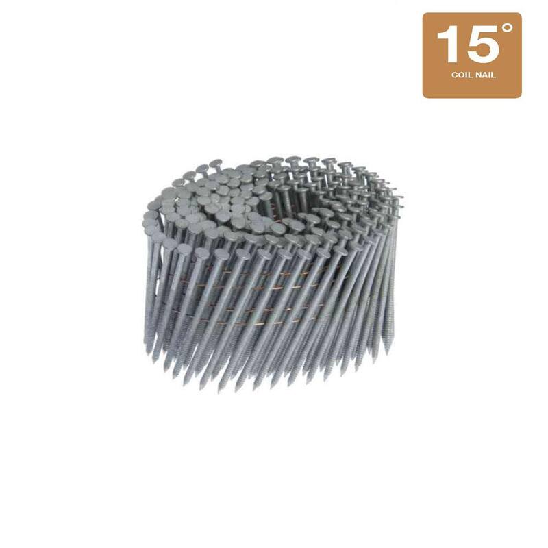 Grip-Rite 2-3/8 in x 0.99 in. 15° Wire Collated Exterior Galvanized Ring Shank Coil Framing Nails 3000 per Box - GRC8R99DHG