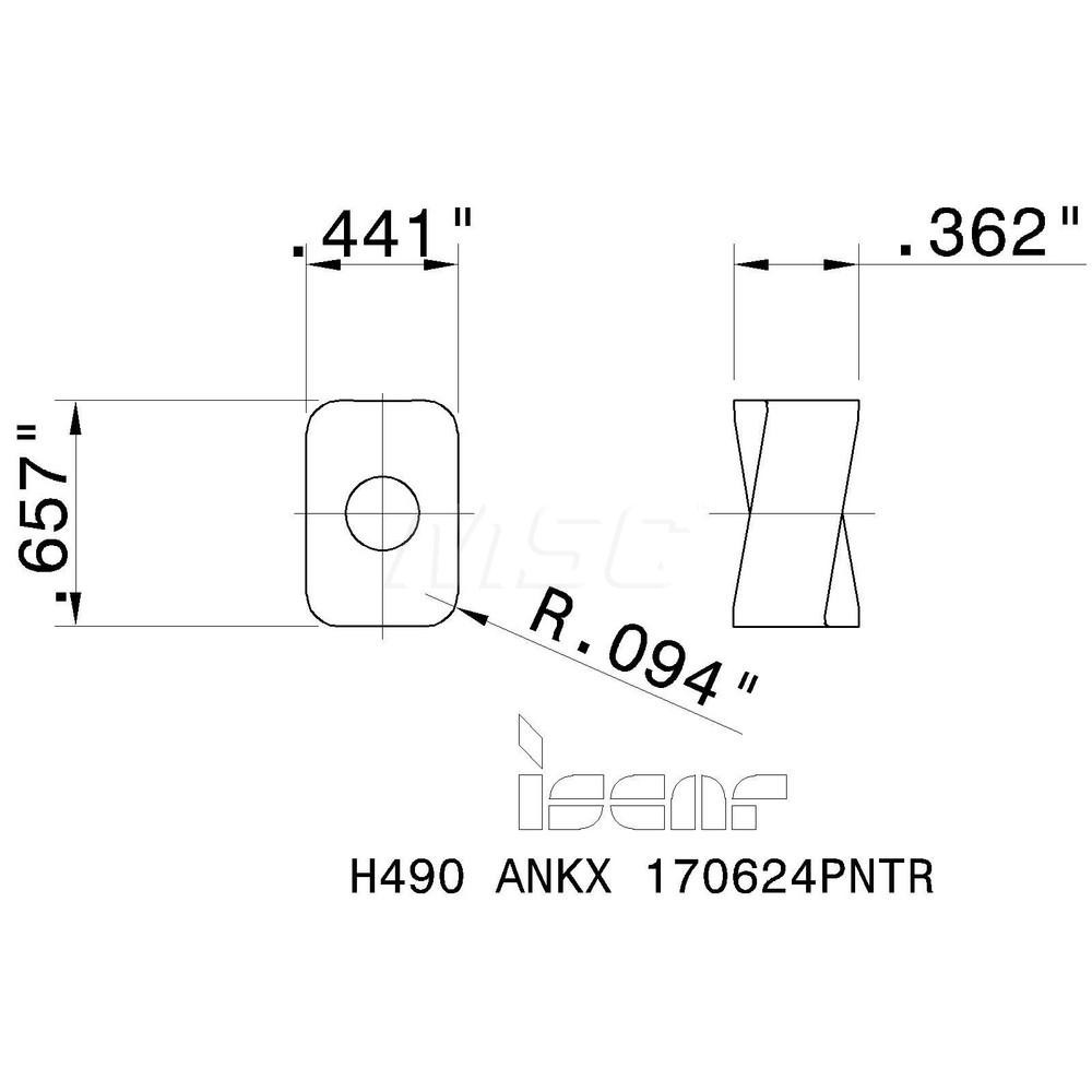 Iscar Milling Insert: ANSI H490 ANKX 170624PNTR IC808, ISO H490 ANKX 170624PNTR, IC808, Solid Carbide - 5607307