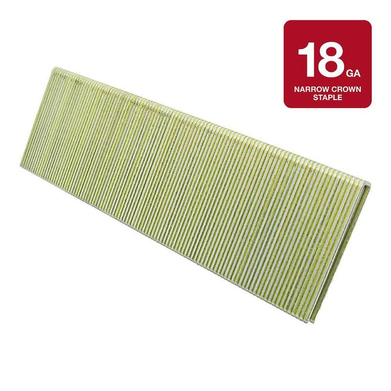 Grip-Rite 1-1/2 in. x 18-Gauge Adhesive Collated Electrogalvanized L-Style Narrow Crown Staples 5000 per Box - GRL17