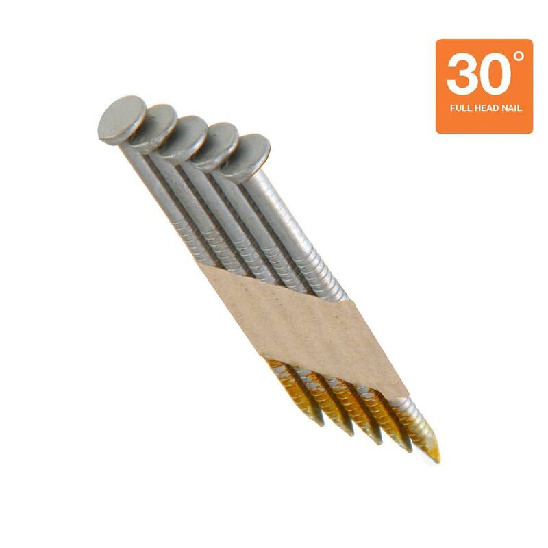 Grip-Rite 3 in. x 0.120 in. 30° Paper Collated Exterior Galvanized Offset Round Head Ring Shank Framing Nails 4000 per Box - GRSP10RHG4