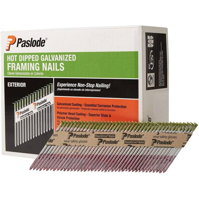Paslode 3 in. x 0.131-Gauge 30-Degree Galvanized Ring Shank Paper Tape Framing Nails (2000-Box) - 650387