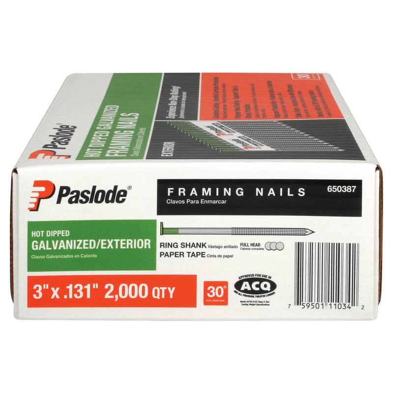Paslode 3 in. x 0.131-Gauge 30-Degree Galvanized Ring Shank Paper Tape Framing Nails (2000-Box) - 650387