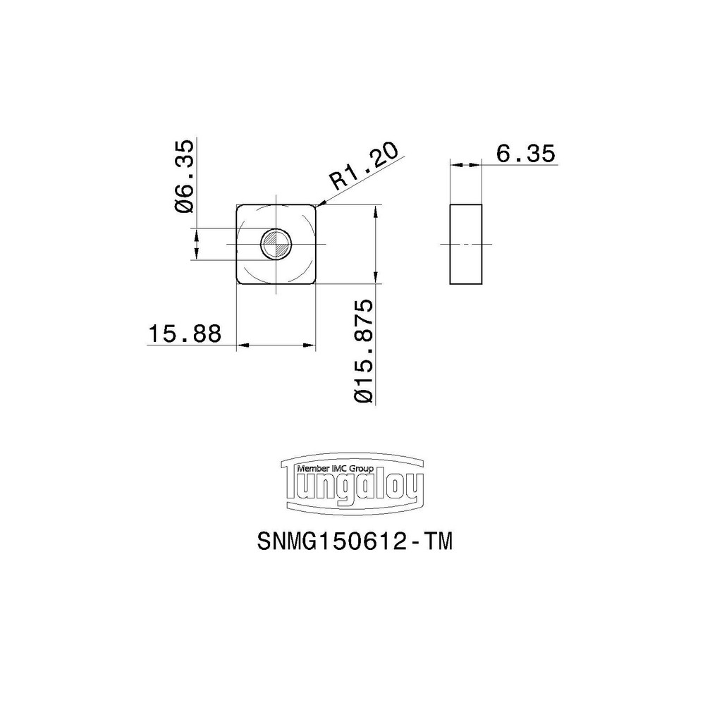 Tungaloy Turning Insert: SNMG543-TM AH120, Carbide - 6811976
