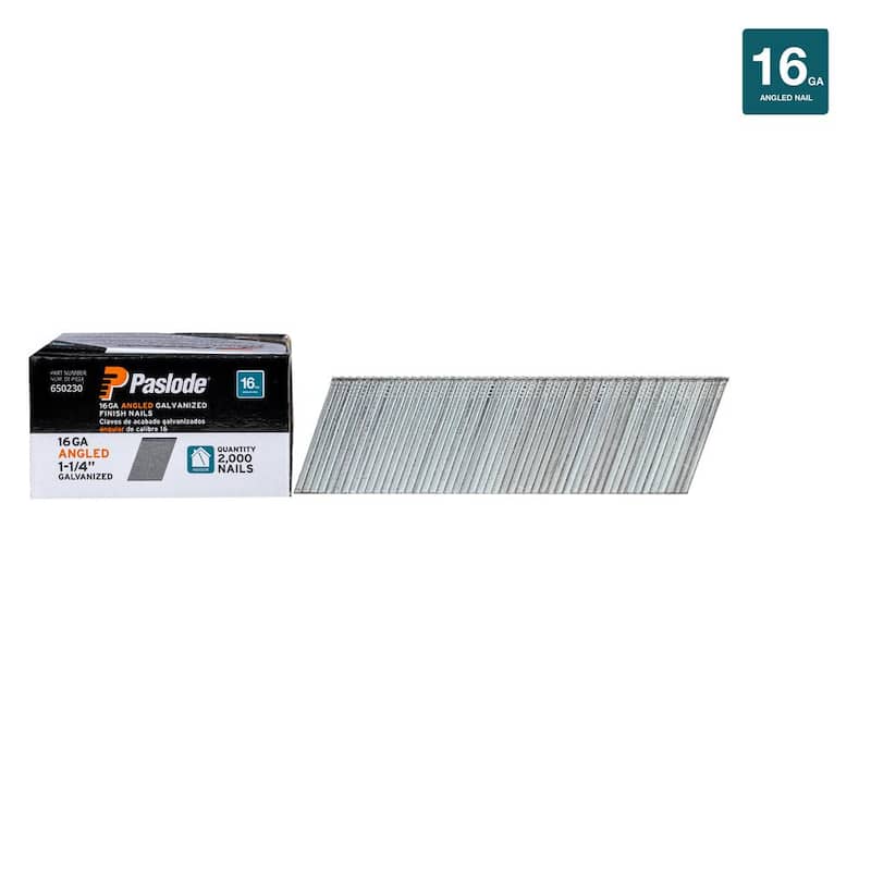 Paslode 1-1/4 in. x 16-Gauge 20° Galvanized Angled Nails (2000 per Box) - 650230