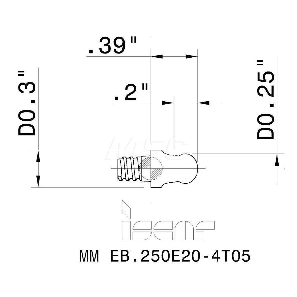 Iscar Ball Nose Milling Tip Insert: MMEB.250E204T05 IC908 IC908, Carbide - 5622237