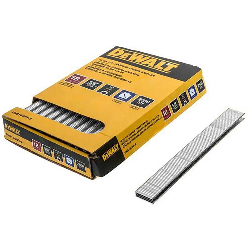 DEWALT 1/4 in. x 5/8 in. x 18-Gauge Crown Finishing Staples (2500 Pieces) - DNS18063-2