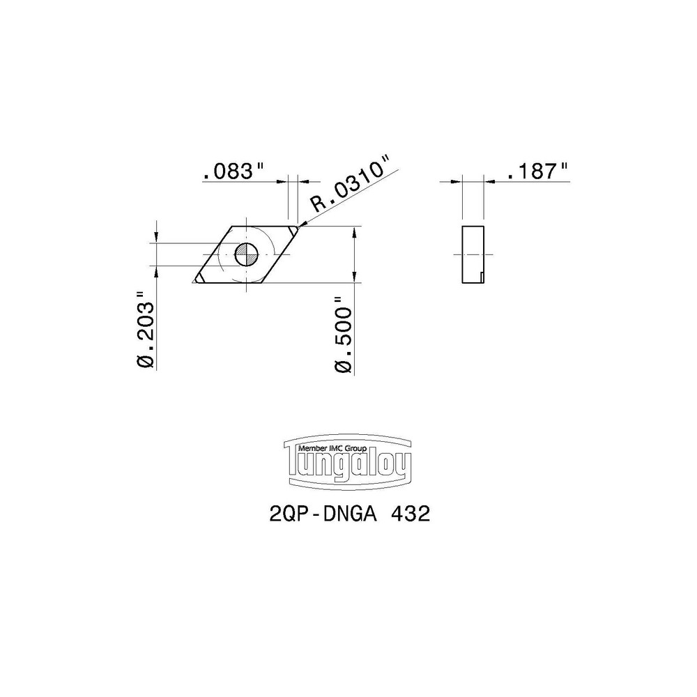Tungaloy Turning Insert: 2QP-DNGA 432 BXA20, PCBN - 6743685