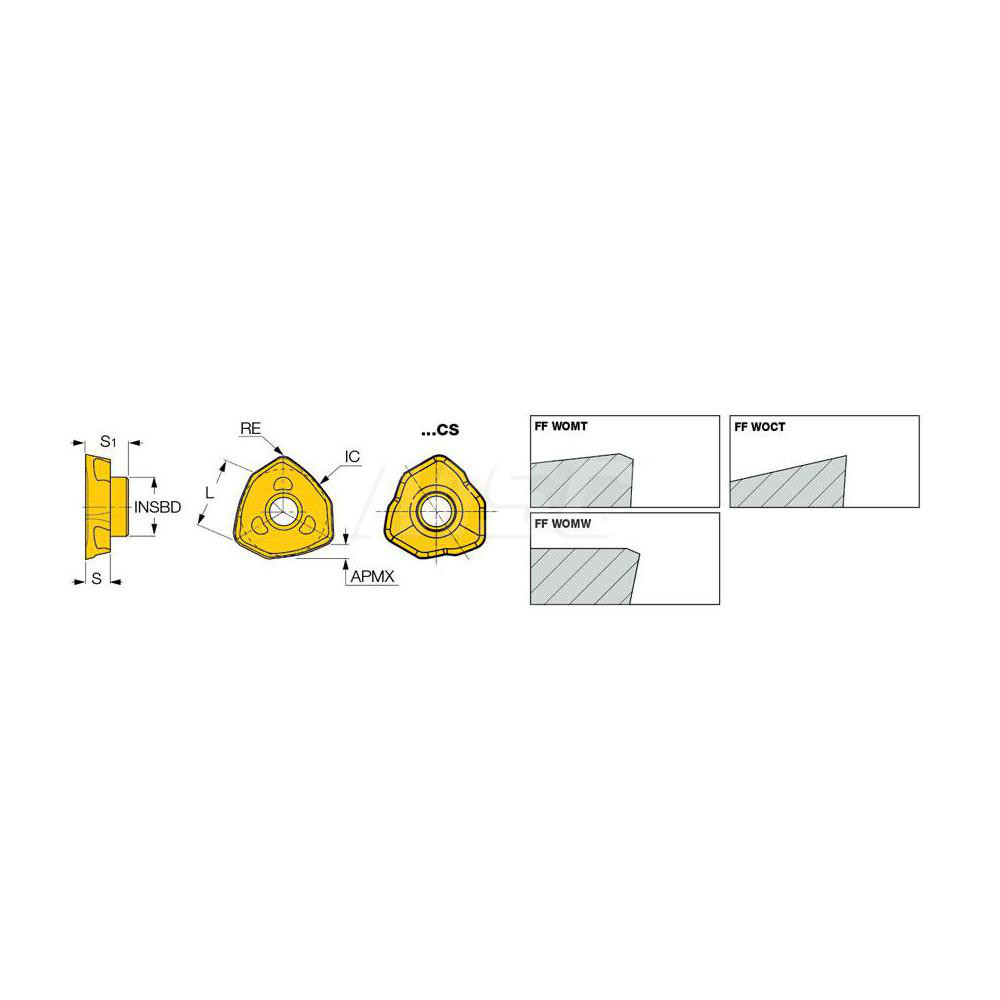 Iscar Milling Insert: ANSI FF WOCT 09T320T IC928, ISO FF WOCT 09T320T, IC928, Solid Carbide - 5694943