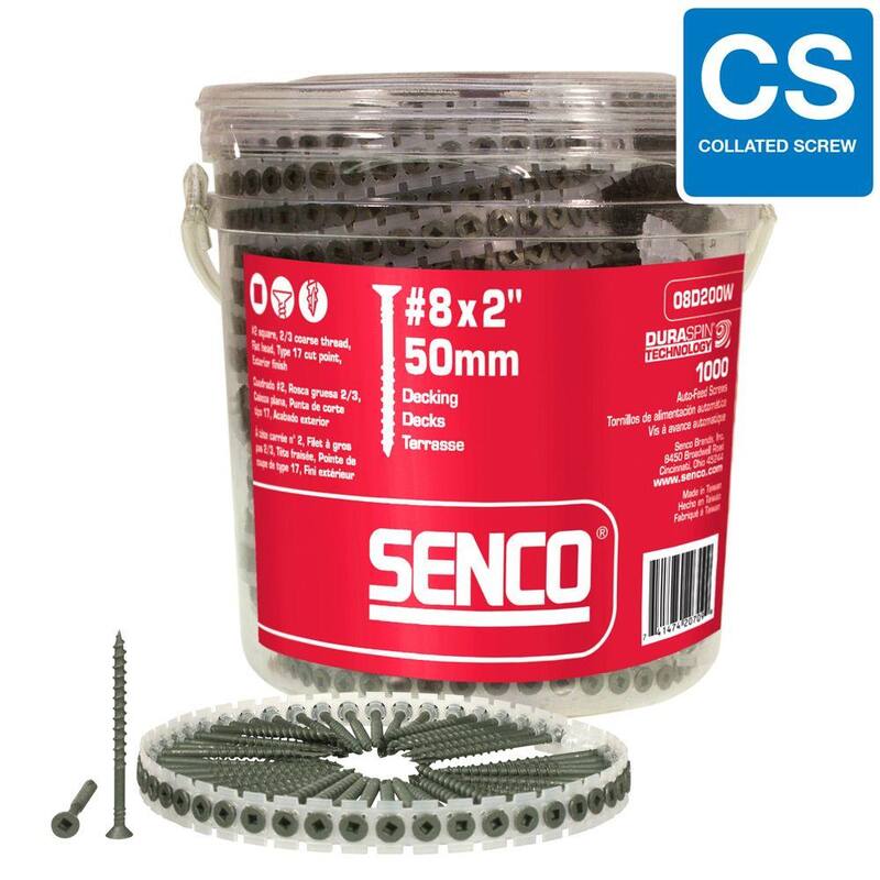 Senco #8 x 2 in. Coarse Galvanized Square Decking to Wood DuraSpin Collated Screw (1000-Pack) - 08D200W