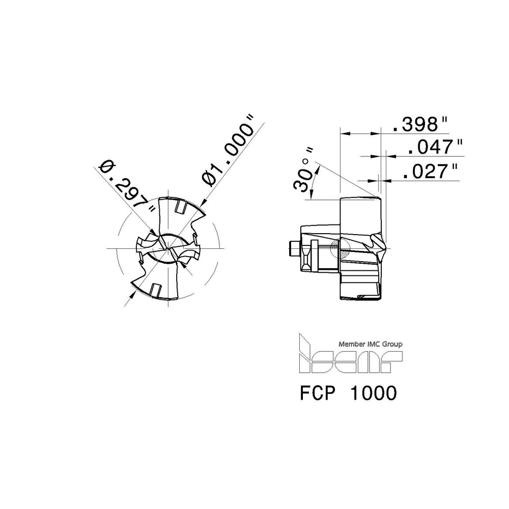 Iscar Replaceable Drill Tips: FCP1000 IC908, 1.0008" Dia, 25.42 mm Dia, 140 deg Point,  IC908 - 5567742