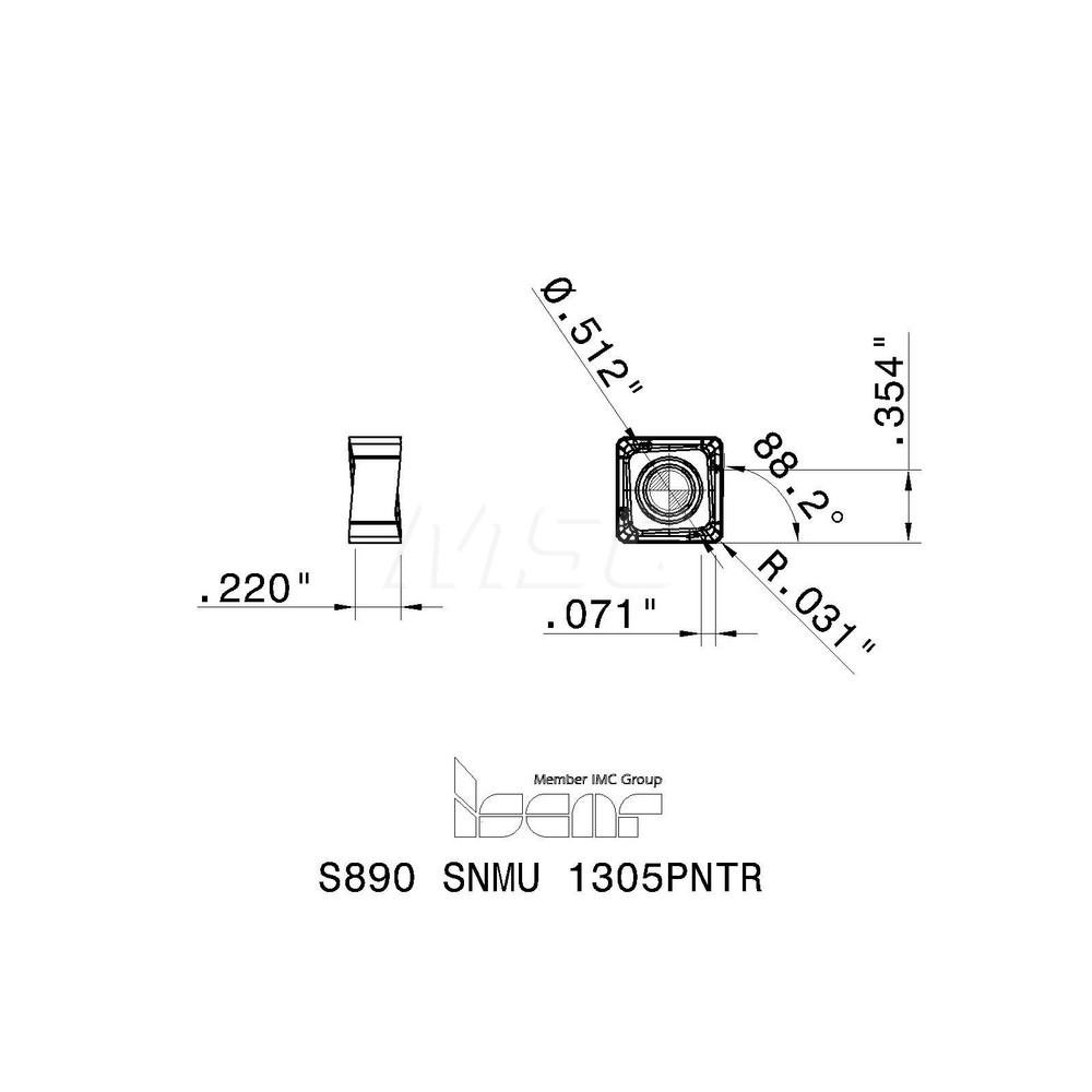 Iscar Milling Insert: ANSI S890 SNMU 1305PNTR IC810, ISO S890 SNMU 1305PNTR, IC810, Solid Carbide - 5606639