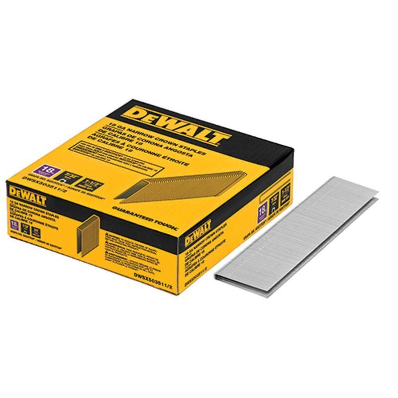 DEWALT 1-1/2 in. x 7/32 in. 18-Gauge Glue Collated Bright Steel Staples (3,000 per Box) - DWSX503511/2