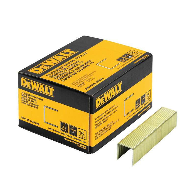 DEWALT 1 in. x 1 in. x 16-Gauge Galvanized Wide Crown Construction Staple (2000 per Pack) - DW16S2-25GAL