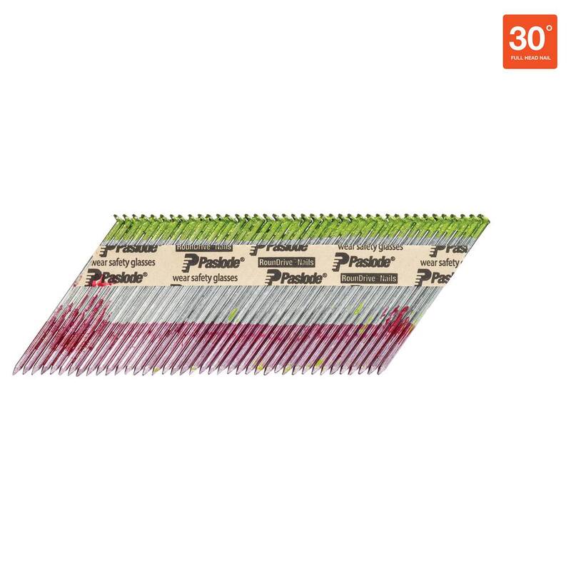 Paslode 3-1/2 in. x 0.131 in. 10-Gauge 30-Degree Hot Dipped Galvanized Smooth Shank Paper Tape Framing Nails (2,000 Per Box) - 650476