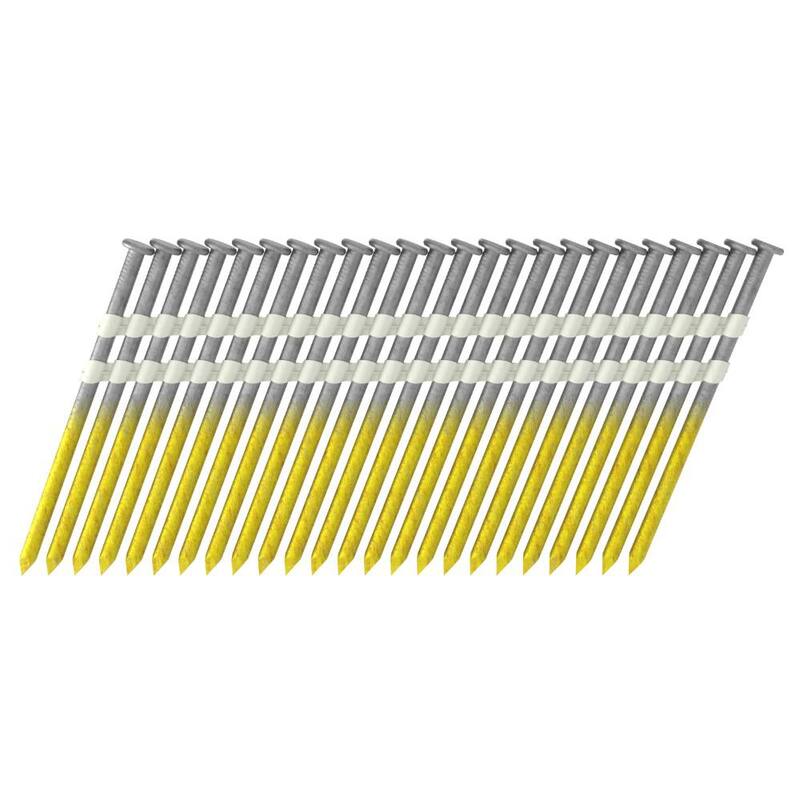 Grip-Rite 3-1/2 in. x 0.162 in. 21° Plastic Collated Bright Coated Smooth Shank Round Head Framing Nails 2500 per Box - GR312162