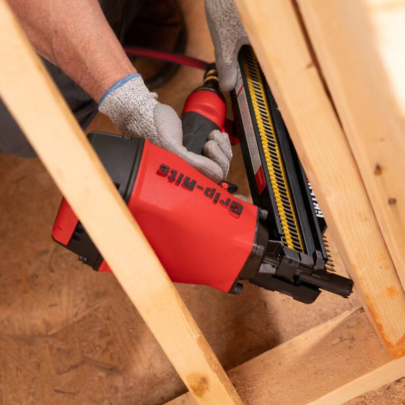 Grip-Rite 3-1/2 in. x 0.162 in. 21° Plastic Collated Bright Coated Smooth Shank Round Head Framing Nails 2500 per Box - GR312162