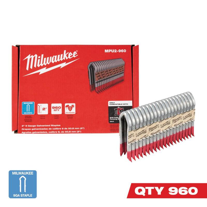 Milwaukee 2 in. 9-Gauge Galvanized Staples for M18 FUEL Utility Fencing Stapler (960 Per Box) - MPU2-960
