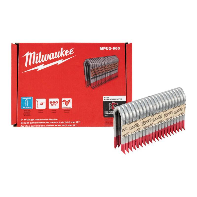 Milwaukee 2 in. 9-Gauge Galvanized Staples for M18 FUEL Utility Fencing Stapler (960 Per Box) - MPU2-960