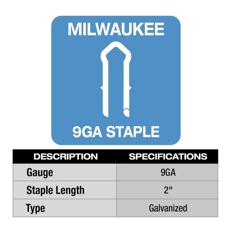 Milwaukee 2 in. 9-Gauge Galvanized Staples for M18 FUEL Utility Fencing Stapler (960 Per Box) - MPU2-960
