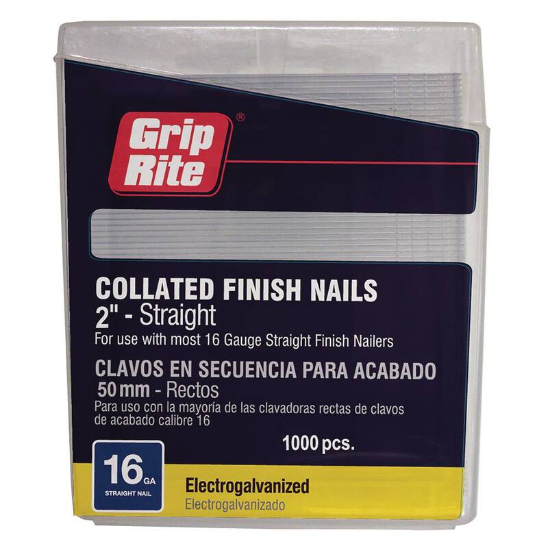 Grip-Rite 2 in. x 16-Gauge Electrogalvanized Finish Nails 1000 per Box - GRF162M