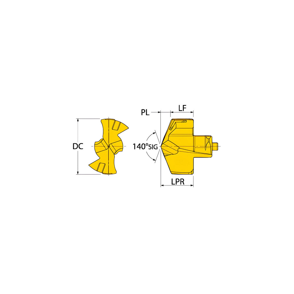 Ingersoll Cutting Tools Replaceable Drill Tips: TMA1590R01 IN2505, 0.6260" Dia, 15.90 mm Dia, 140 deg Point,  IN2505 - 5120160