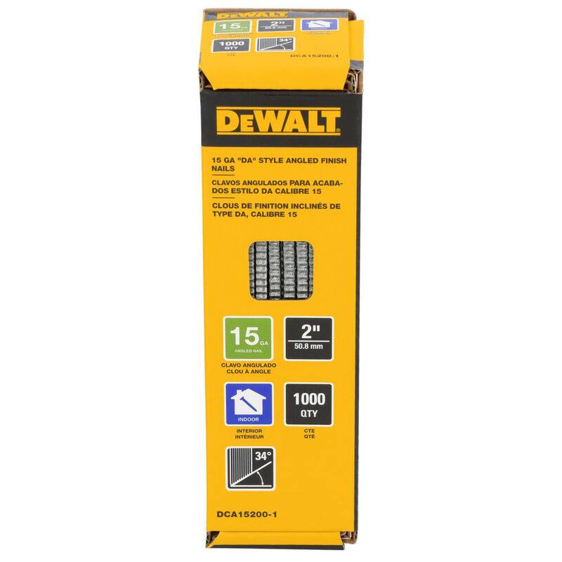 DEWALT 2 in. x 15-Gauge 34-Degree DA Bright Finish Nails (1000-Pack) - DCA15200-1