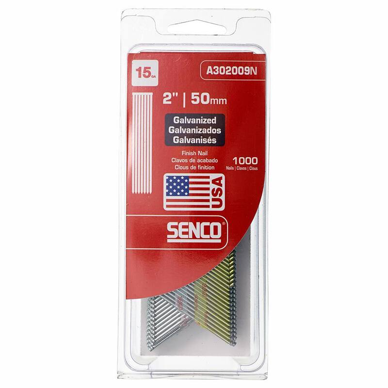 Senco 15 in. x 2 in. Gauge 34 Degree Galvanized Brad Nails 1000 per Box - A302009N