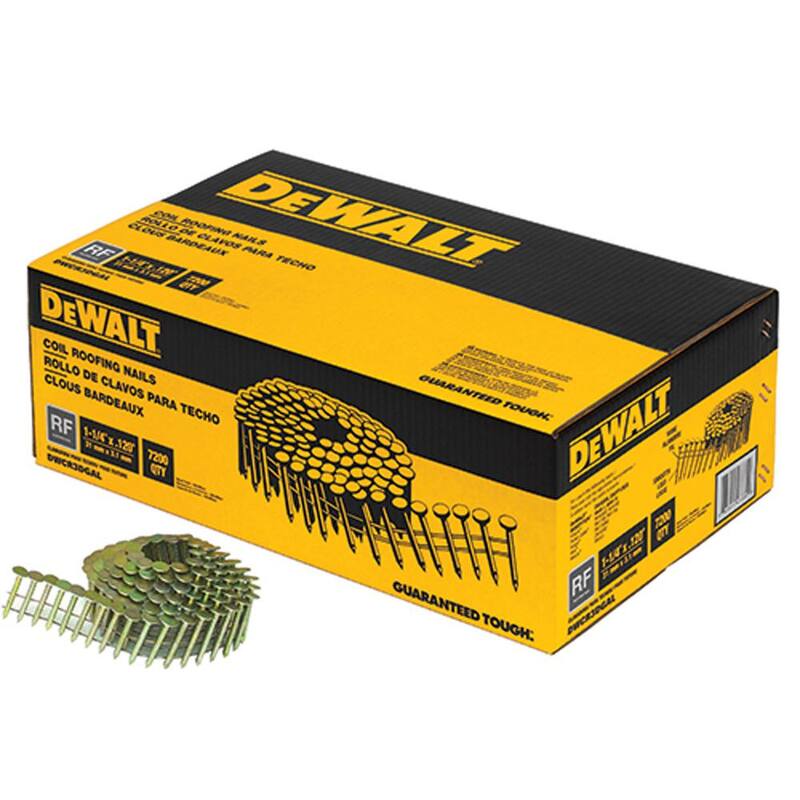 DEWALT 1-1/4 in. x 0.120-Gauge Wire Electro-Galvanized Steel Coil Roofing Nails (7,200 Pack) - DWCR3DGAL