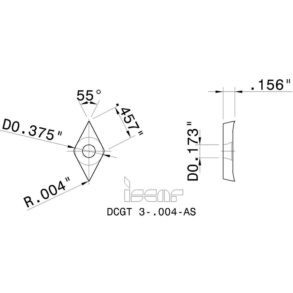 Iscar Boring Insert: DCGT3AS IC520, Solid Carbide - 5590080