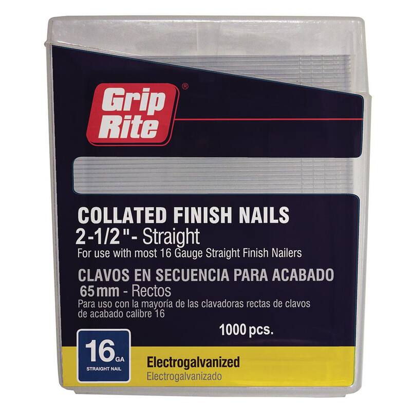 Grip-Rite 2-1/2 in. x 16-Gauge Electrogalvanized Steel Finish Nails 1000 per Box - GRF16212M