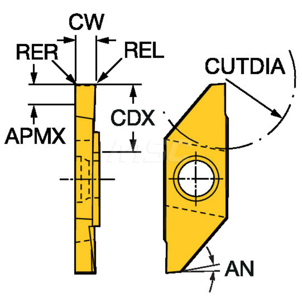 Sandvik Coromant Cutoff Insert: MACL3150T 1025, Carbide, 1.50 mm Cutting Width, 0.0591" Cutting Width - 5733330