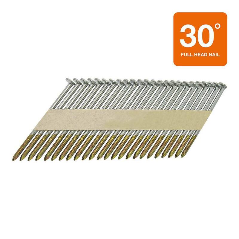 Grip-Rite 2-3/8 in x .113 in 30° Paper Collated Bright Coated Offset Round Head Ring Shank Round Head Framing Nails 4000 per Box - GRSP8DR4M