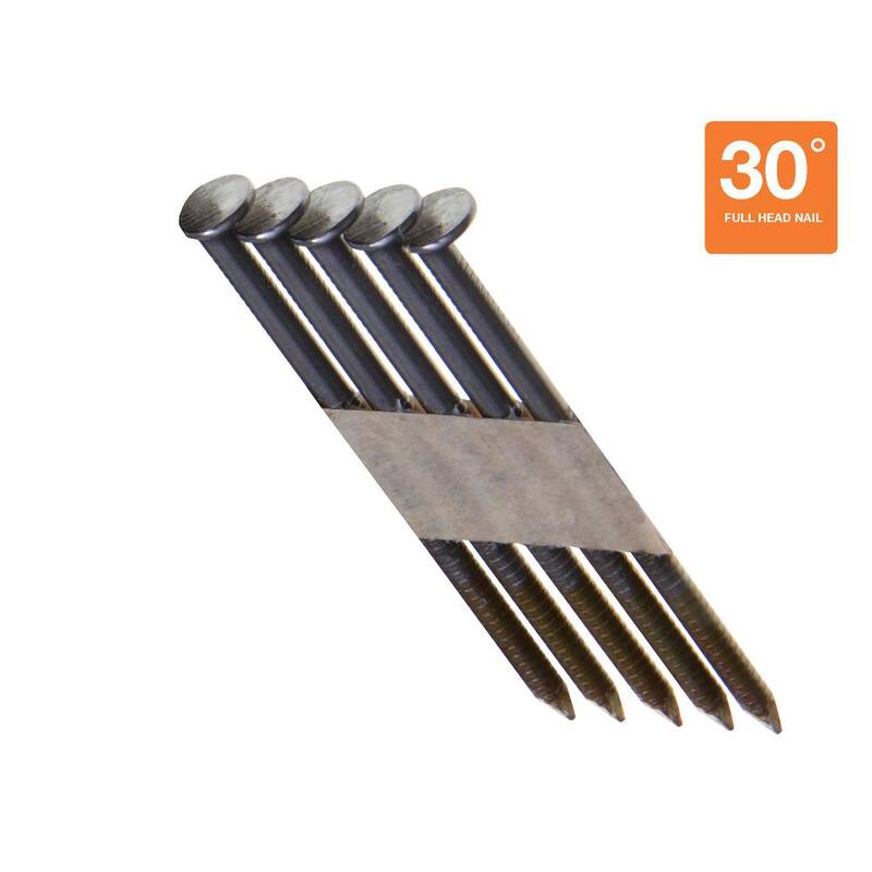 Grip-Rite 2-3/8 in x .113 in 30° Paper Collated Bright Coated Offset Round Head Ring Shank Round Head Framing Nails 4000 per Box - GRSP8DR4M