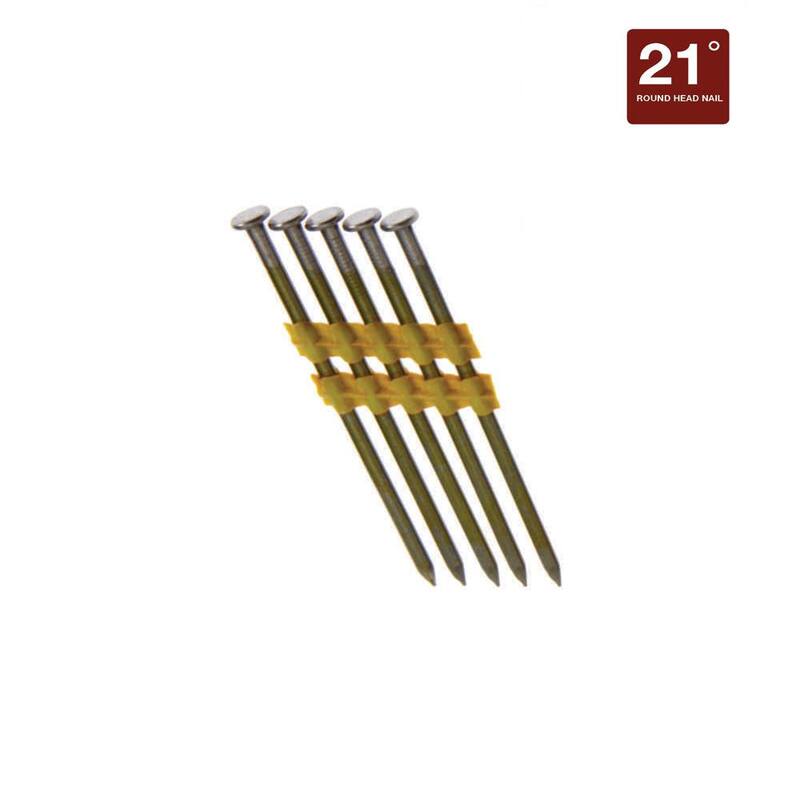 Grip-Rite 3-1/4 in. x 0.148 in. 21° Plastic Collated Bright Coated Smooth Shank Round Head Framing Nails 3000 per Box - GR3141483M