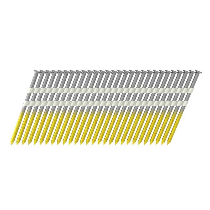 Grip-Rite 3-1/4 in. x 0.148 in. 21° Plastic Collated Bright Coated Smooth Shank Round Head Framing Nails 3000 per Box - GR3141483M