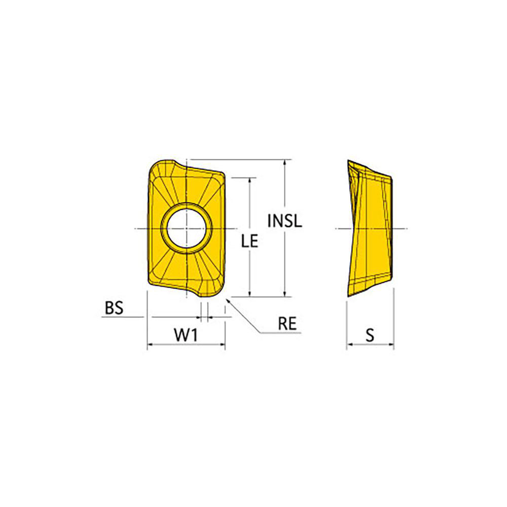 Ingersoll Cutting Tools Milling Insert: ANSI AOMT120408R IN2005, ISO AOMT120408R IN2005, IN2005, Solid Carbide - 5811319