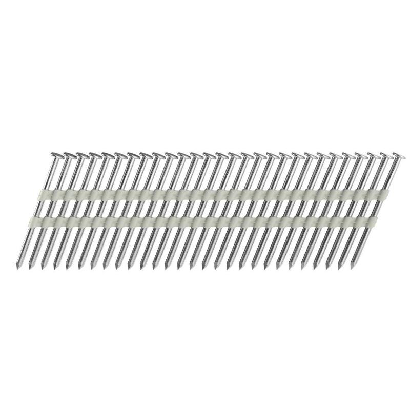 Grip-Rite 2-3/8 in x .120 in 21° Plastic Collated 316 Stainless Steel Ring Shank Round Checkered Head Framing Nails 1000 per Box - MAXC62887