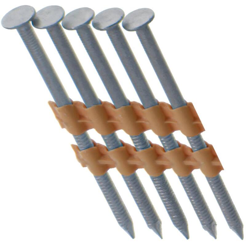 Grip-Rite 2-3/8 in x .120 in 21° Plastic Collated 316 Stainless Steel Ring Shank Round Checkered Head Framing Nails 1000 per Box - MAXC62887