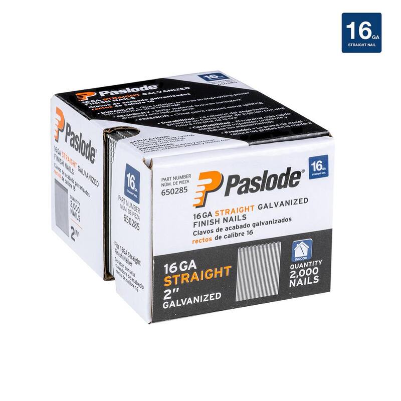 Paslode 2 in. x 16-Gauge Galvanized Straight Finish Nails (2000 Pack) - 650285