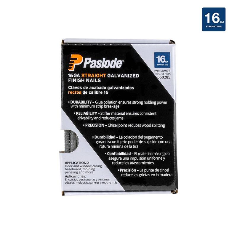 Paslode 2 in. x 16-Gauge Galvanized Straight Finish Nails (2000 Pack) - 650285