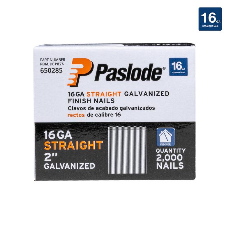 Paslode 2 in. x 16-Gauge Galvanized Straight Finish Nails (2000 Pack) - 650285
