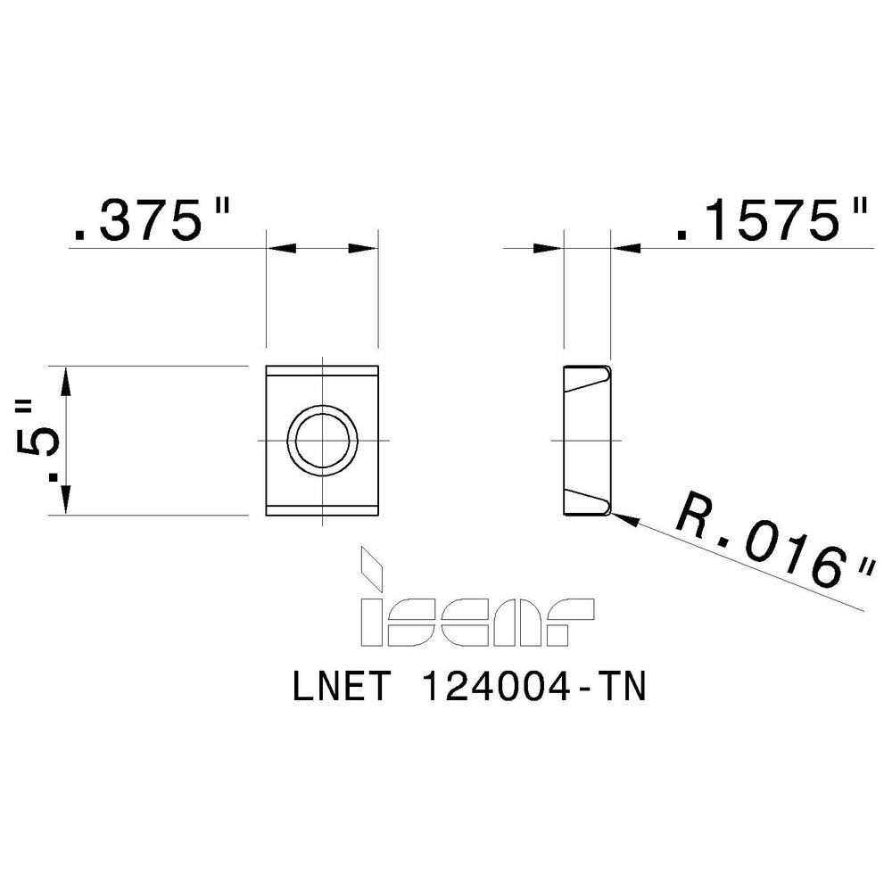 Iscar Milling Insert: ANSI LNET 124004-TN IC910, ISO LNET 124004-TN, IC910, Solid Carbide - 5696600