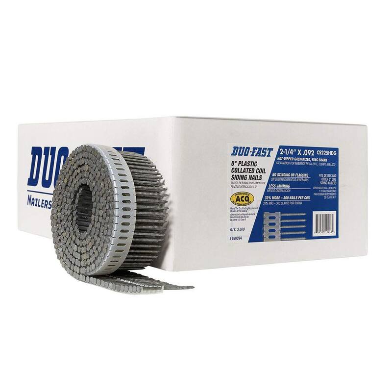 Duo-Fast 2-1/4 in. x 0.092-Gauge 0 Degree Galvanized Ring Shank Plastic Coil Siding Nails (3,600-Pack) - 650394