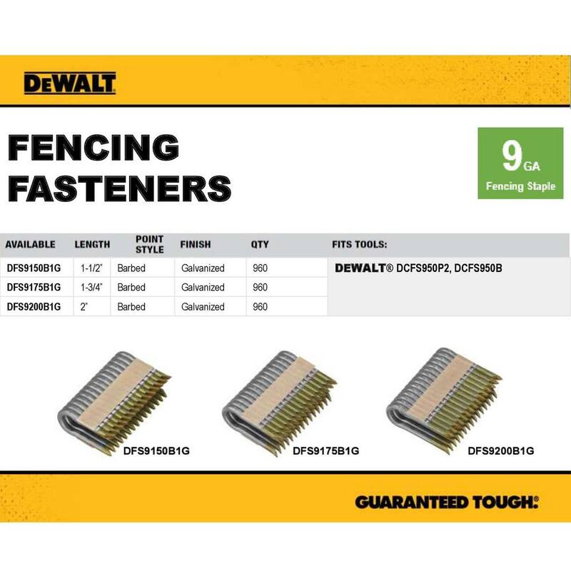 DEWALT 1.75 in. x 9-Gauge Galvanized Barbed Paper Tape Fencing Staples 2 Boxes (960 per Box) - DFS9175B1GX2
